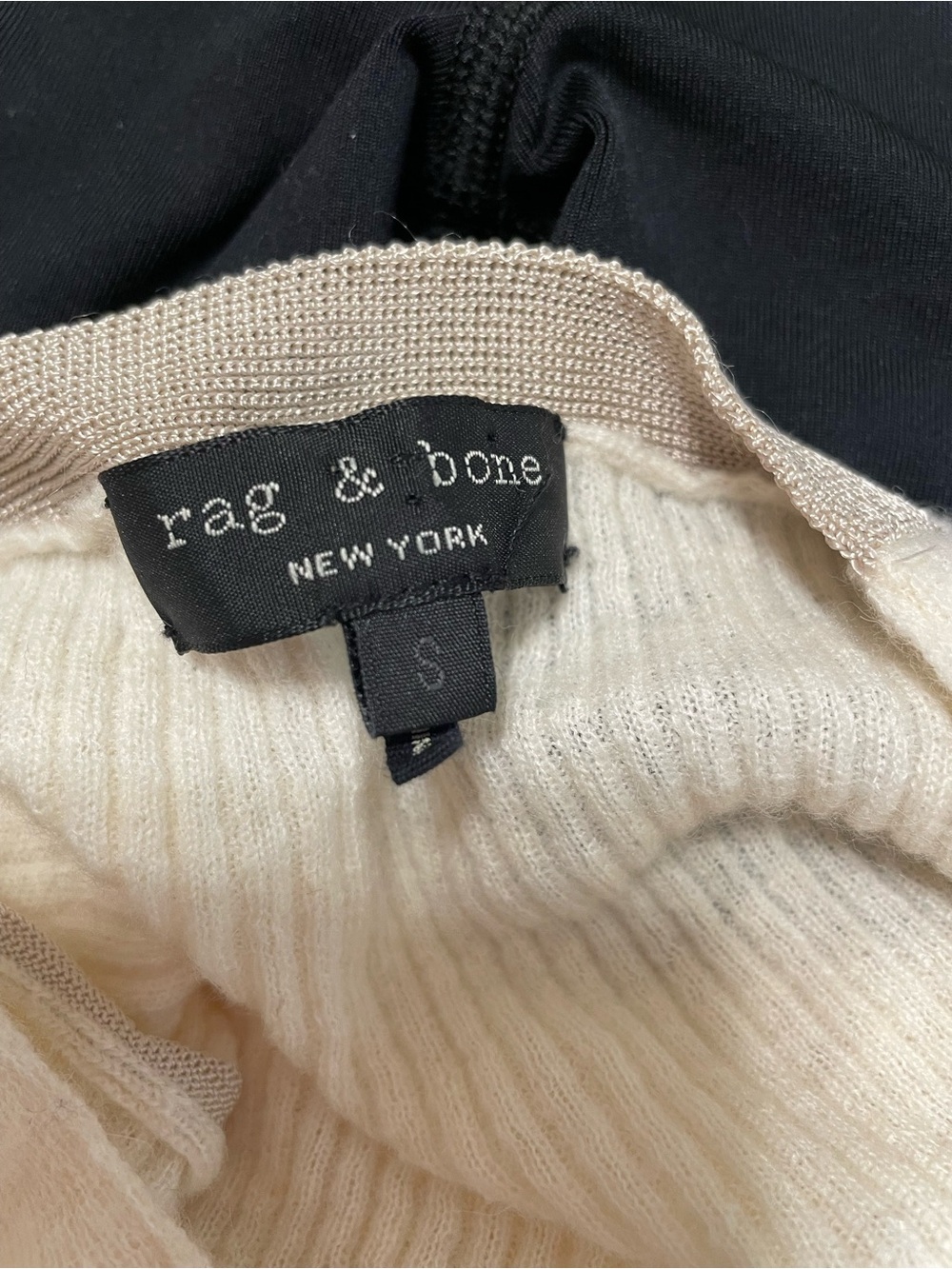 rag & bone Cream Ribbed V-Neck Sweater - Picture 4 of 4